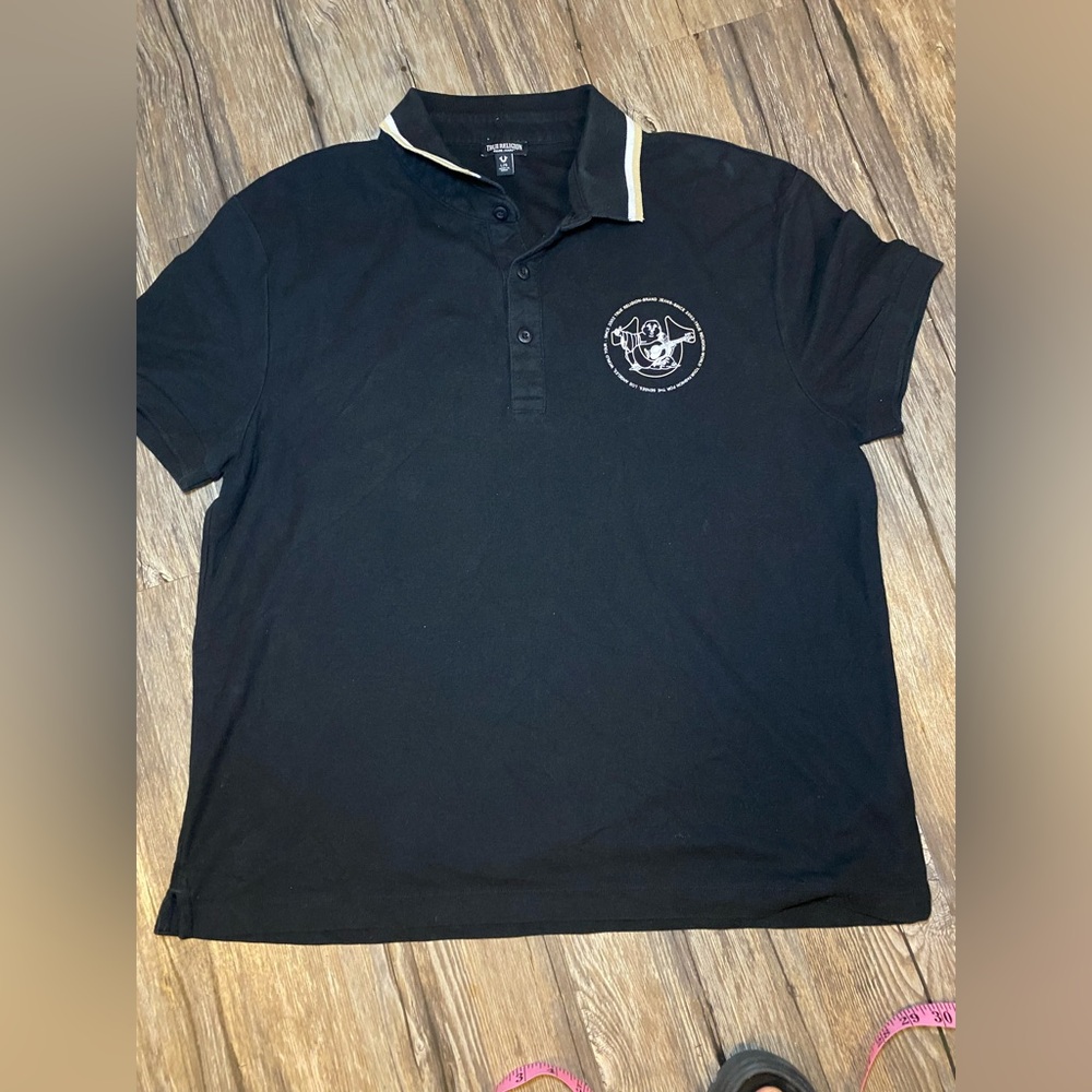 True Religion Black Polo with White Trim